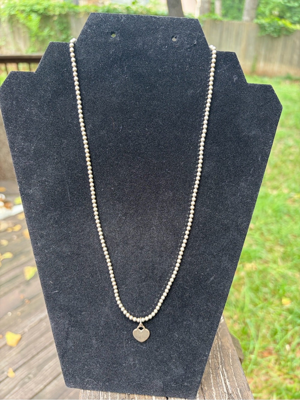 Vintage 18” 925 SS Beaded Heart Necklace